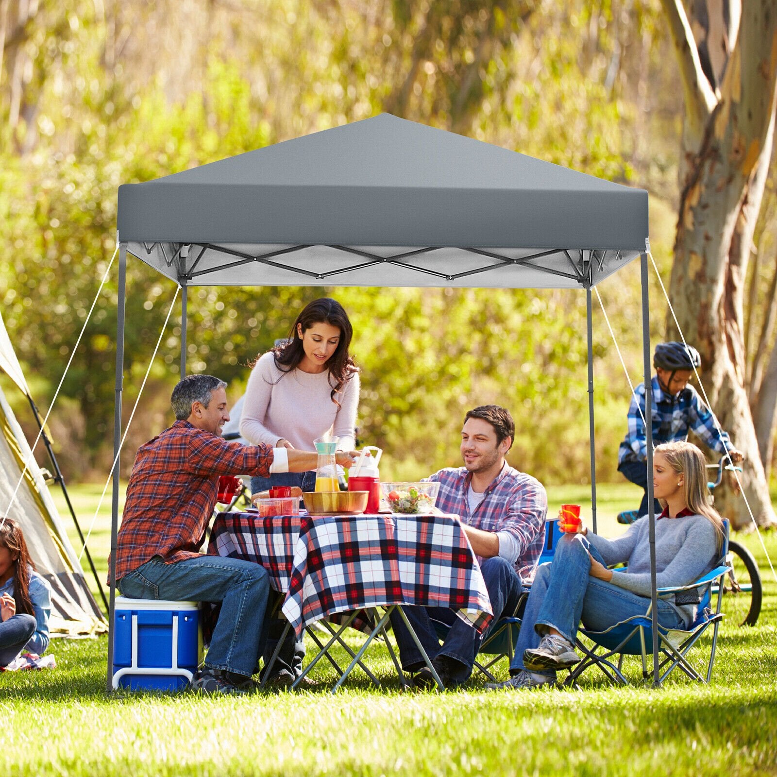 6.6 x 6.6 Feet Outdoor Pop-up Canopy Tent with UPF 50+ Sun Protection, Gray Canopies   at Gallery Canada