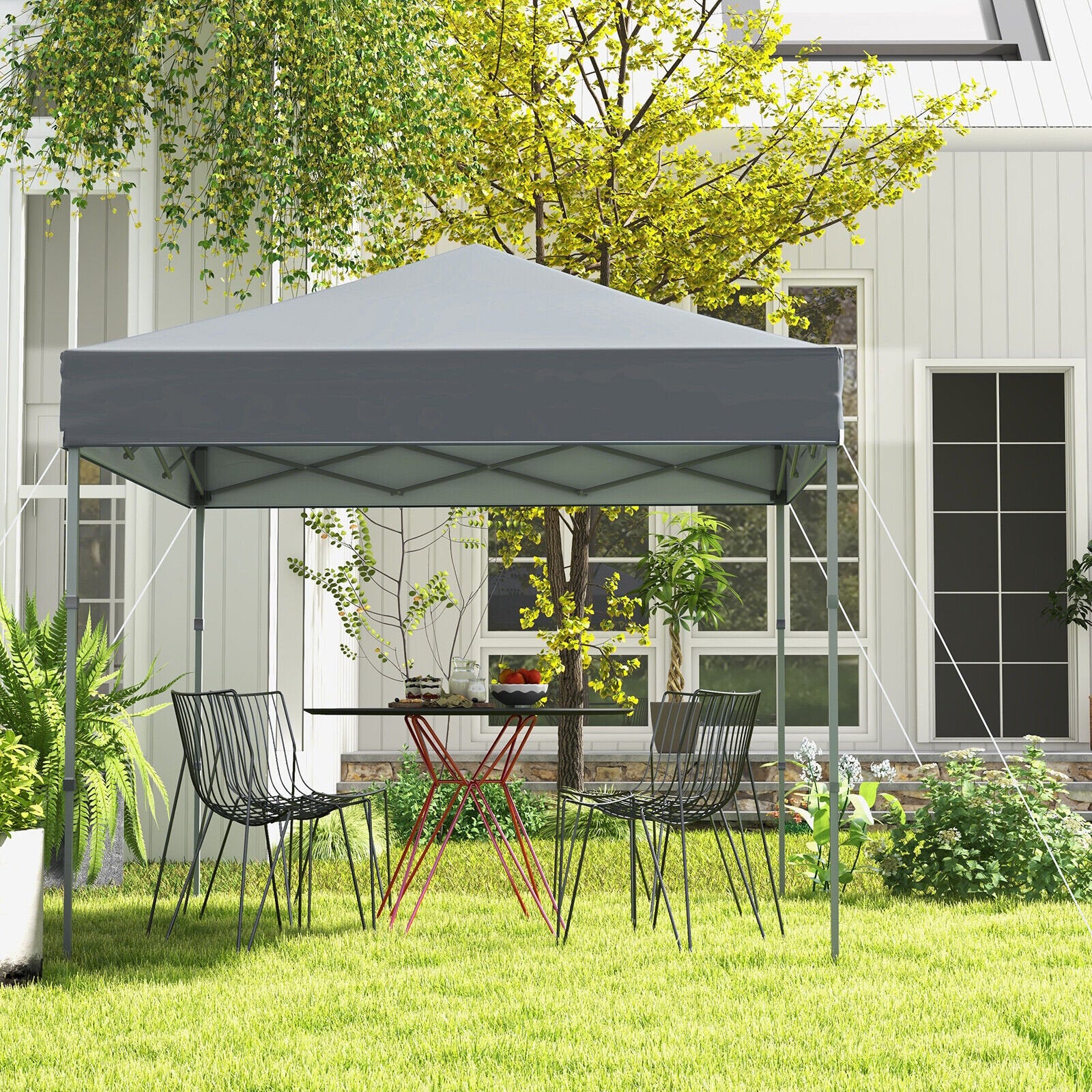 6.6 x 6.6 Feet Outdoor Pop-up Canopy Tent with UPF 50+ Sun Protection, Gray Canopies   at Gallery Canada