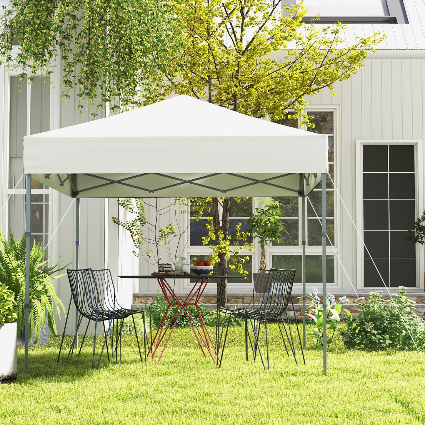 6.6 x 6.6 Feet Outdoor Pop-up Canopy Tent with UPF 50+ Sun Protection, White Canopies   at Gallery Canada