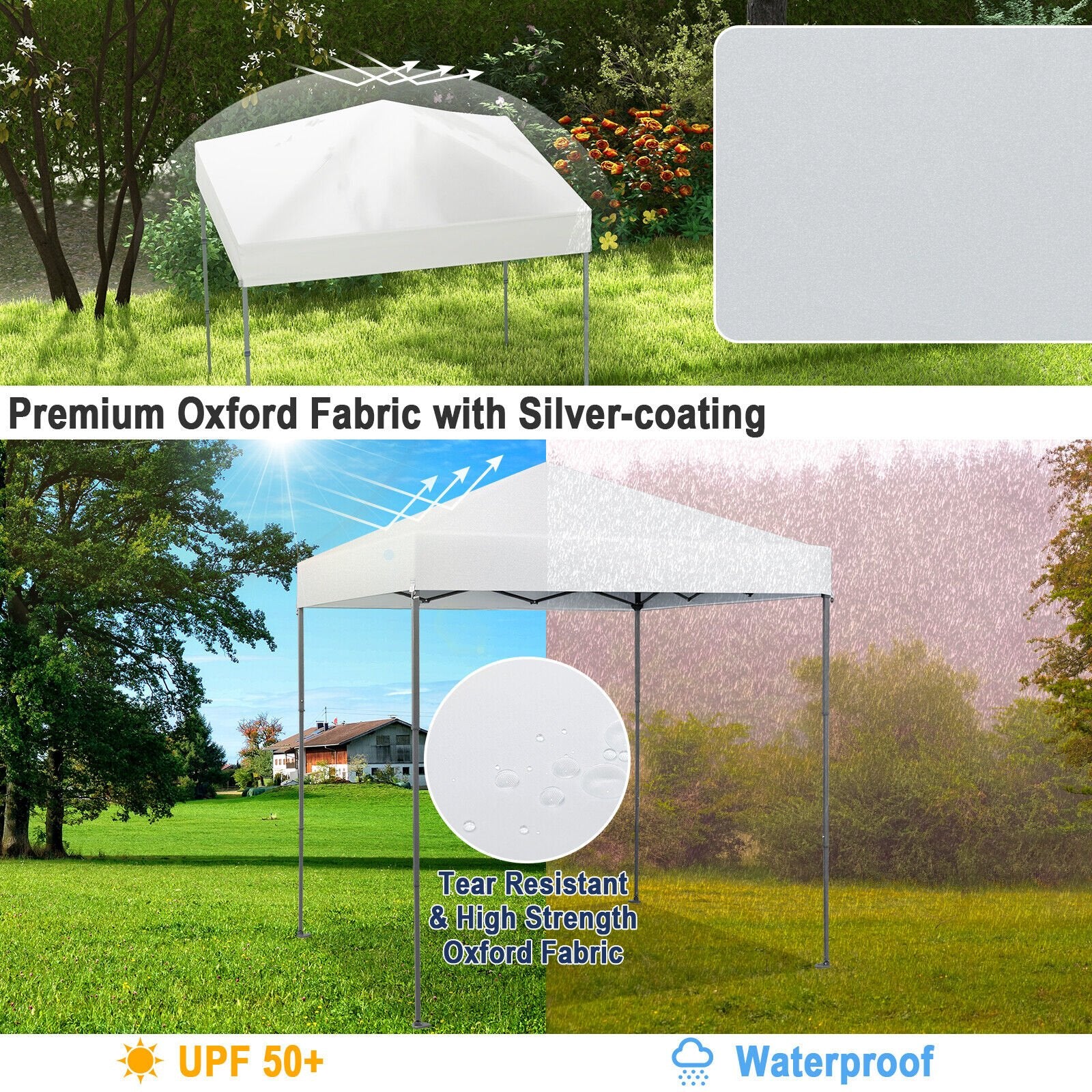 6.6 x 6.6 Feet Outdoor Pop-up Canopy Tent with UPF 50+ Sun Protection, White Canopies   at Gallery Canada