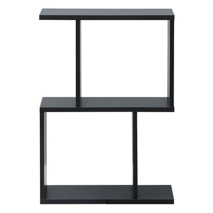 2/3/4 Tiers Wooden S-Shaped Bookcase for Living Room Bedroom Office-2-Tier, Black Bookcases   at Gallery Canada