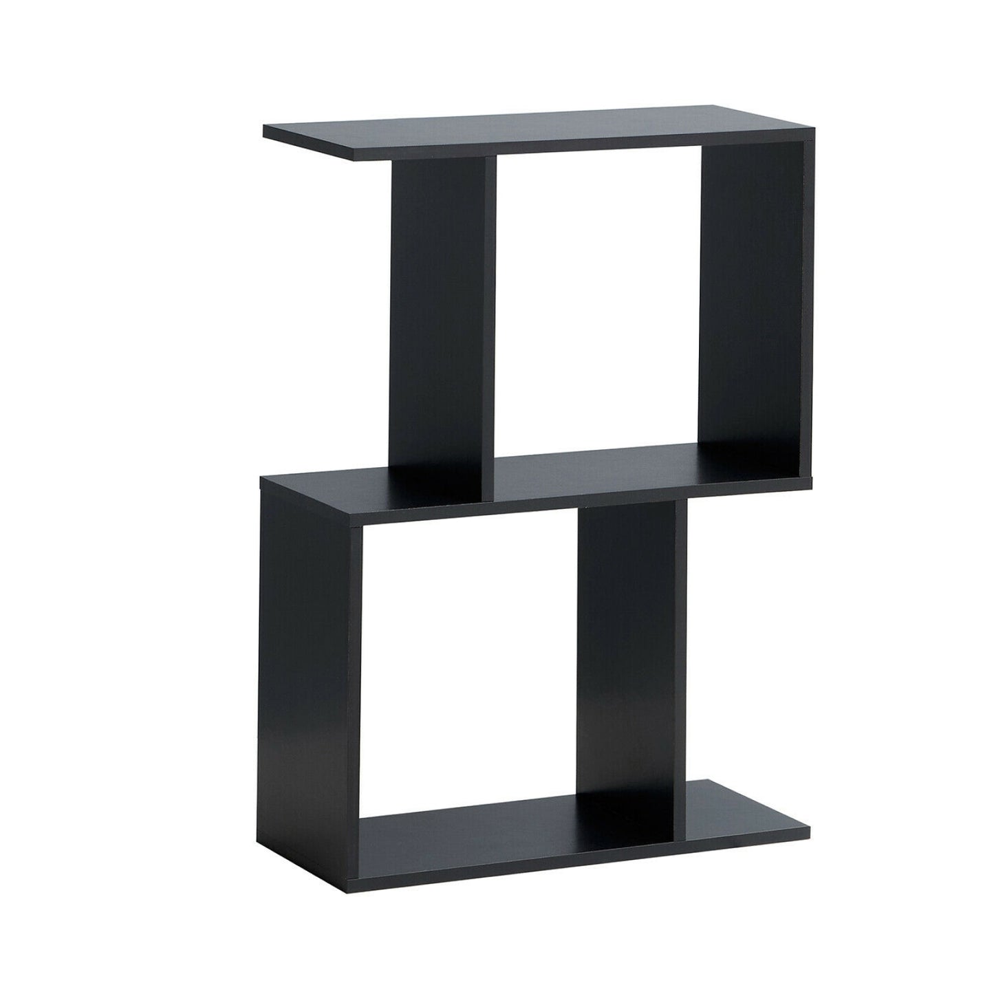 2/3/4 Tiers Wooden S-Shaped Bookcase for Living Room Bedroom Office-2-Tier, Black Bookcases Black  at Gallery Canada