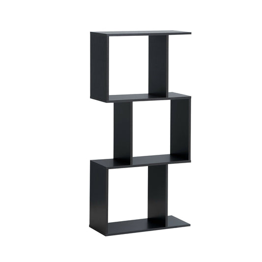 2/3/4 Tiers Wooden S-Shaped Bookcase for Living Room Bedroom Office-3-Tier, Black Bookcases Black  at Gallery Canada