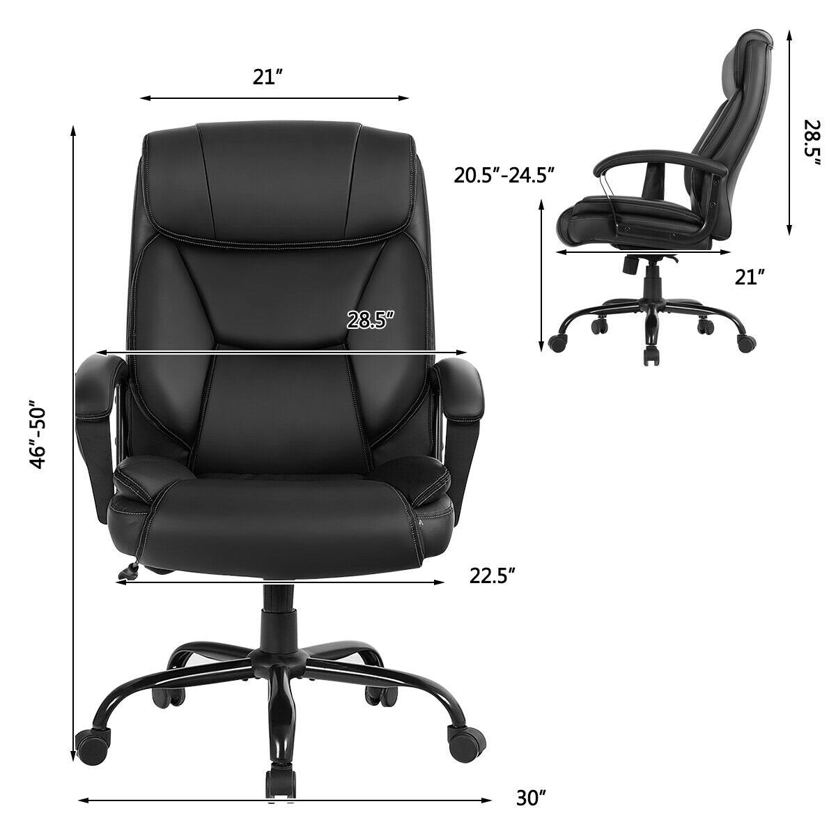 Big & Tall 500lb Massage Office Chair, Black Big and Tall Chairs   at Gallery Canada