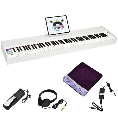88-Key Full Size Digital Piano Weighted Keyboard with Sustain Pedal, White - Gallery Canada