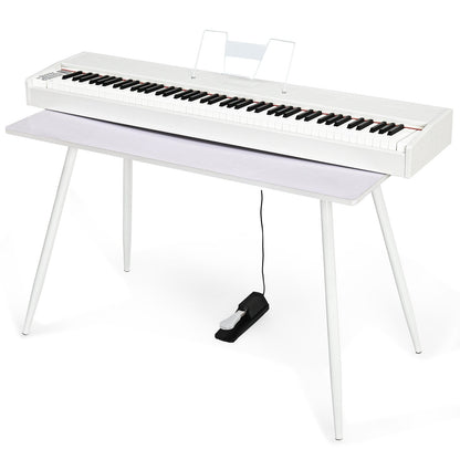 88-Key Full Size Digital Piano Weighted Keyboard with Sustain Pedal, White - Gallery Canada