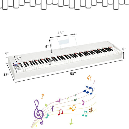 88-Key Full Size Digital Piano Weighted Keyboard with Sustain Pedal, White - Gallery Canada