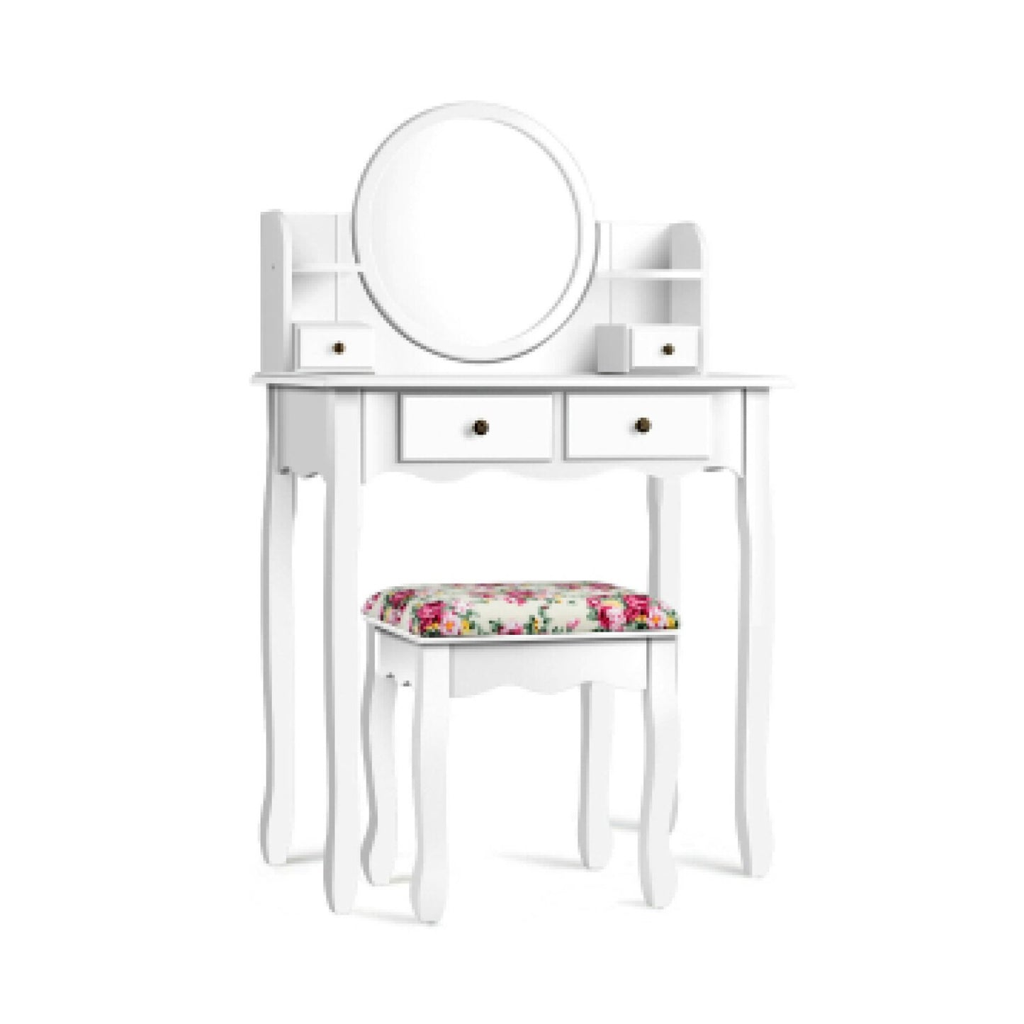 Makeup Vanity Table Set Girls Dressing Table with Drawers Oval Mirror, White Makeup Vanities   at Gallery Canada