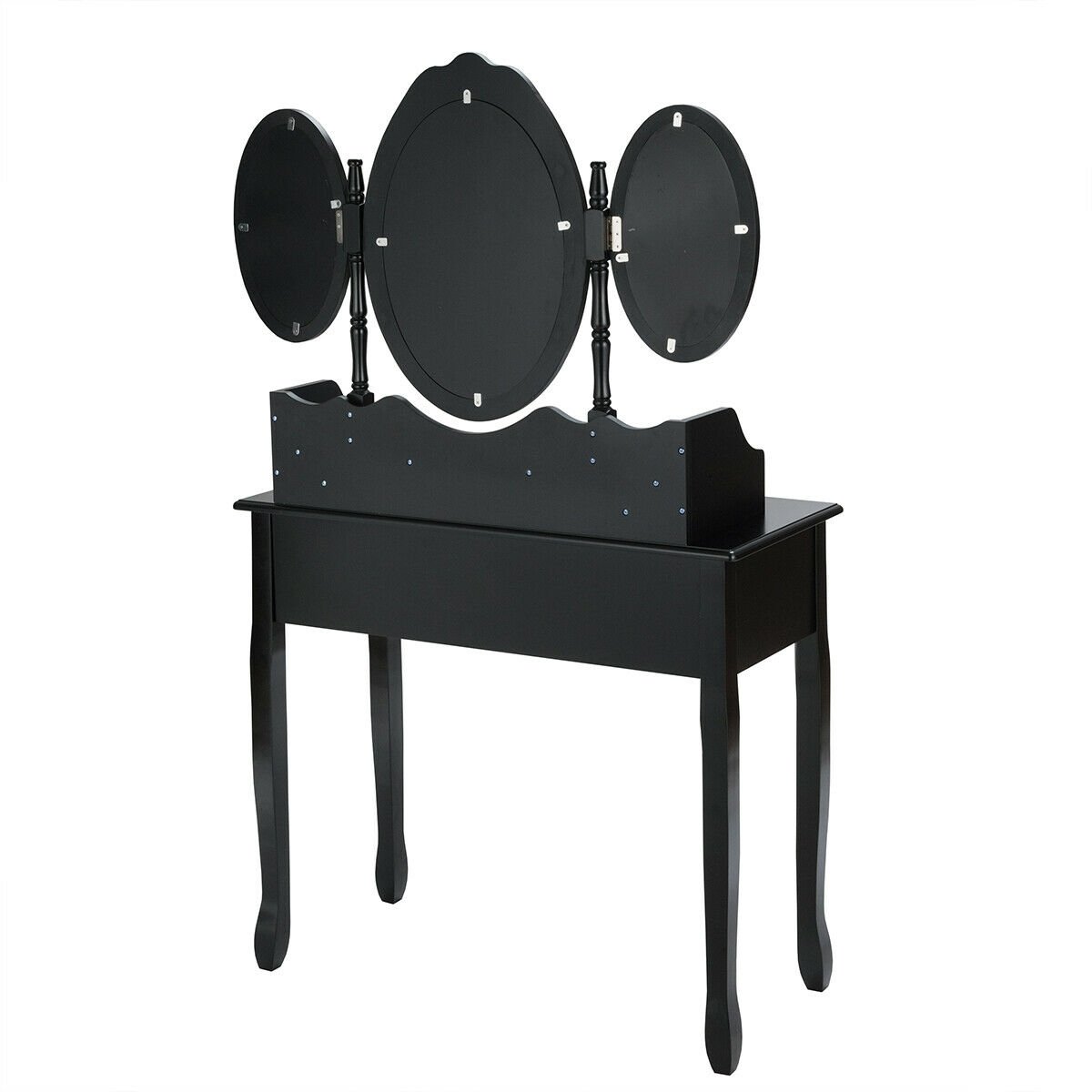 7 Drawer Tri-Folding Mirror Dressing Vanity Makeup Set, Black Makeup Vanities   at Gallery Canada