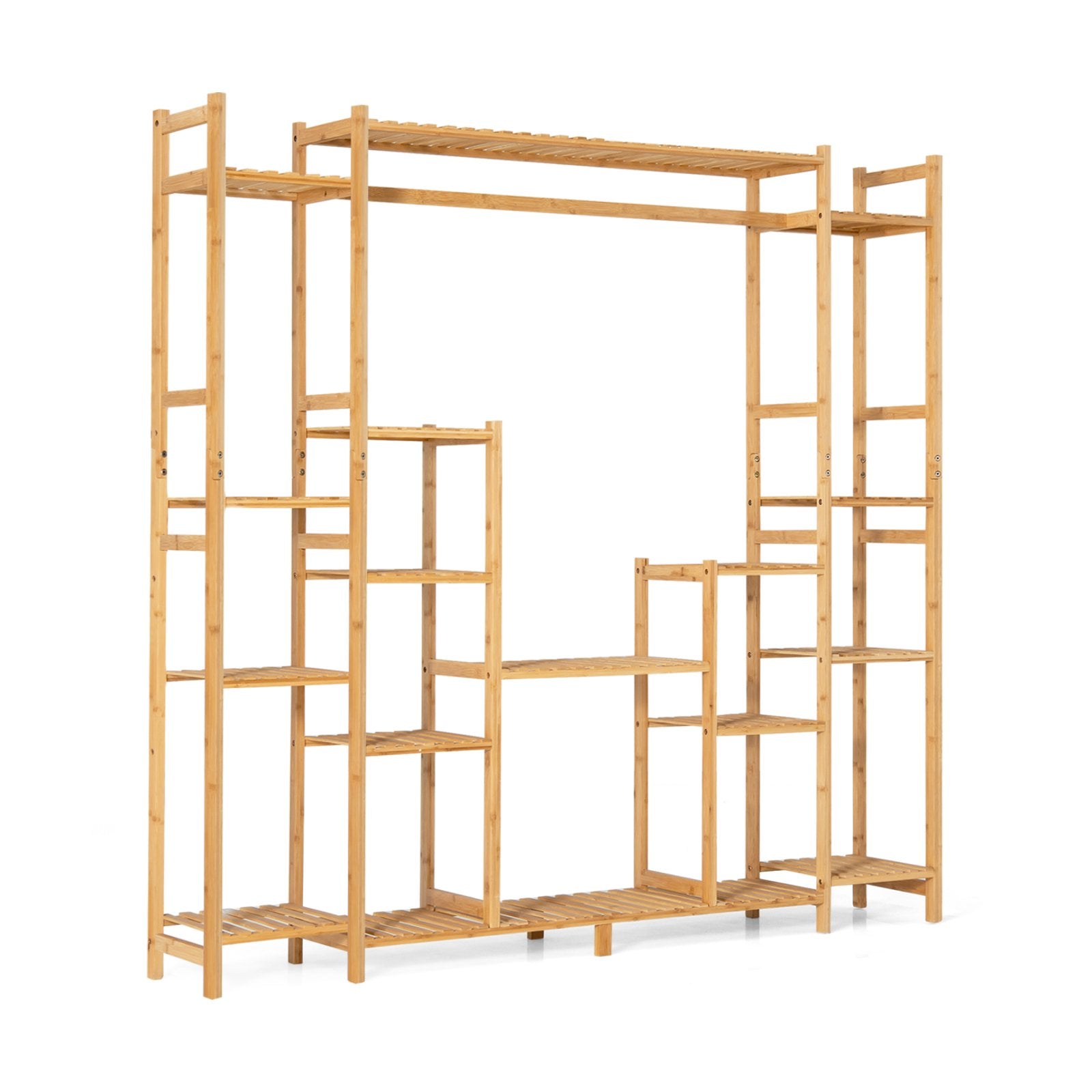 9-Tier Bamboo Plant Stand with Hanging Rack, Natural Plant Stands   at Gallery Canada