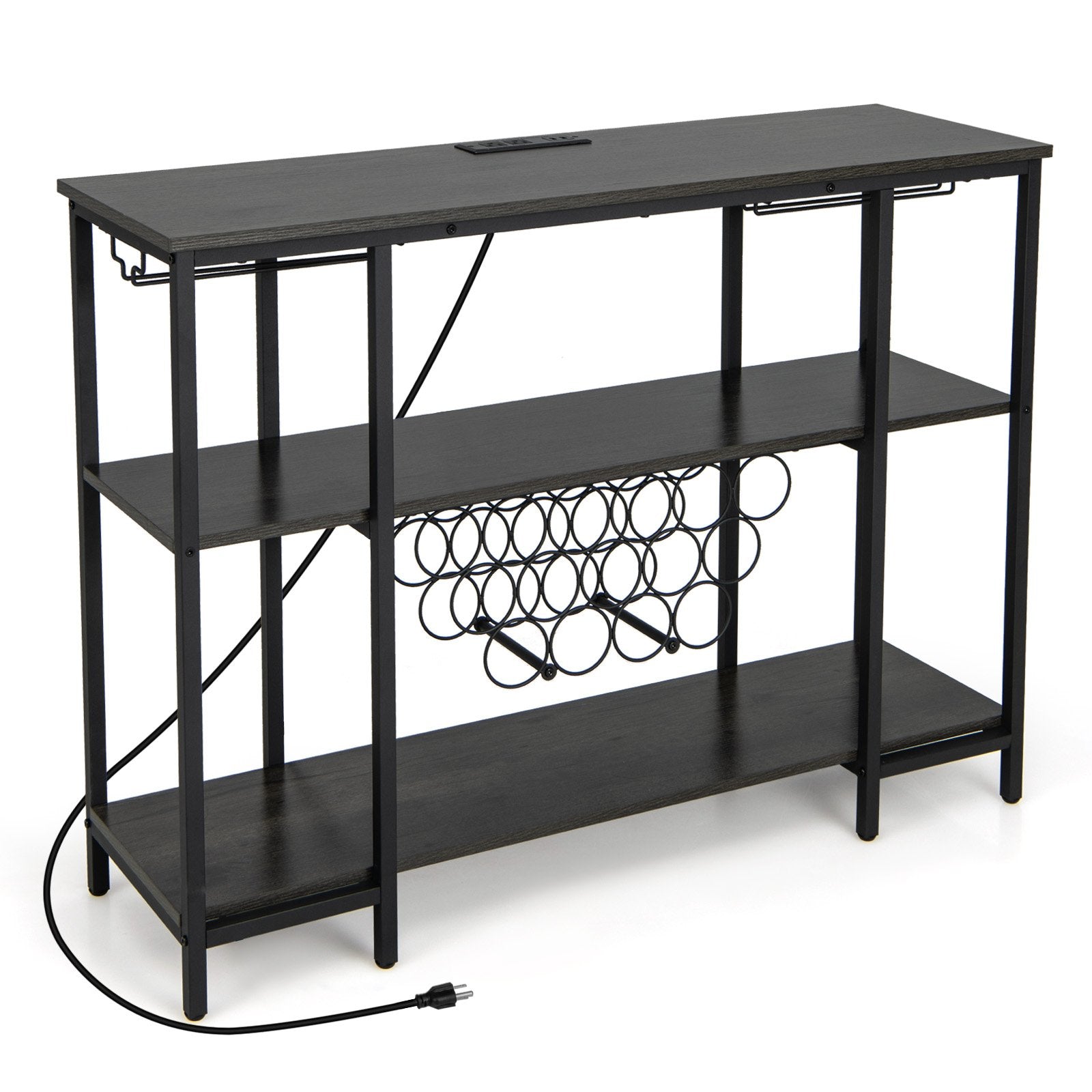 Industrial Wine Rack Wine Bar Cabinet with Storage Shelves, Gray Wine Racks   at Gallery Canada