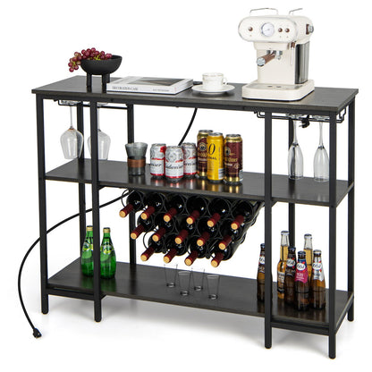 Industrial Wine Rack Wine Bar Cabinet with Storage Shelves, Gray Wine Racks   at Gallery Canada