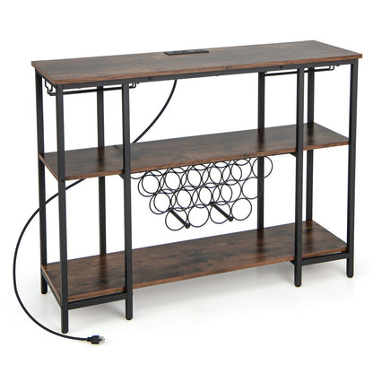 Industrial Wine Rack Wine Bar Cabinet with Storage Shelves, Brown Wine Racks   at Gallery Canada