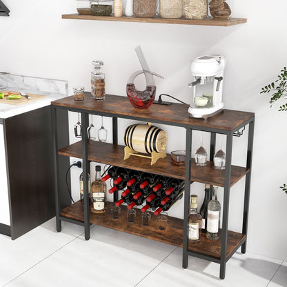 Industrial Wine Rack Wine Bar Cabinet with Storage Shelves, Brown Wine Racks   at Gallery Canada