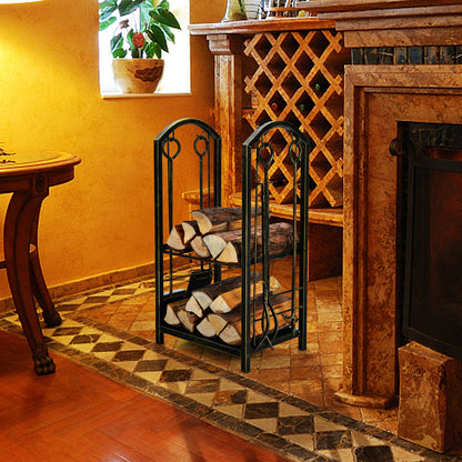 Fireplace Log Rack with 4 Pieces Fireplace Tools, Bronze Log Storage   at Gallery Canada