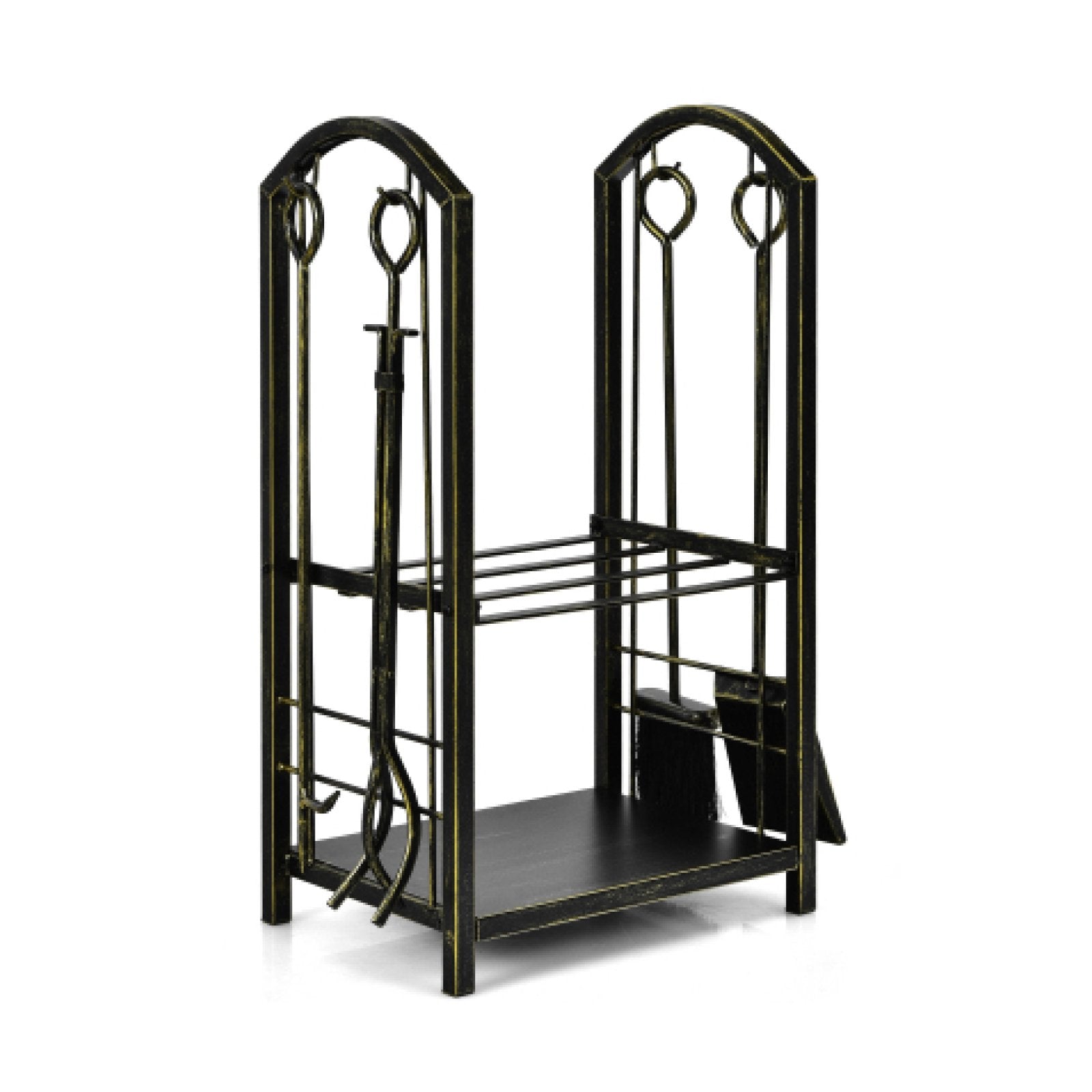 Fireplace Log Rack with 4 Pieces Fireplace Tools, Bronze Log Storage   at Gallery Canada