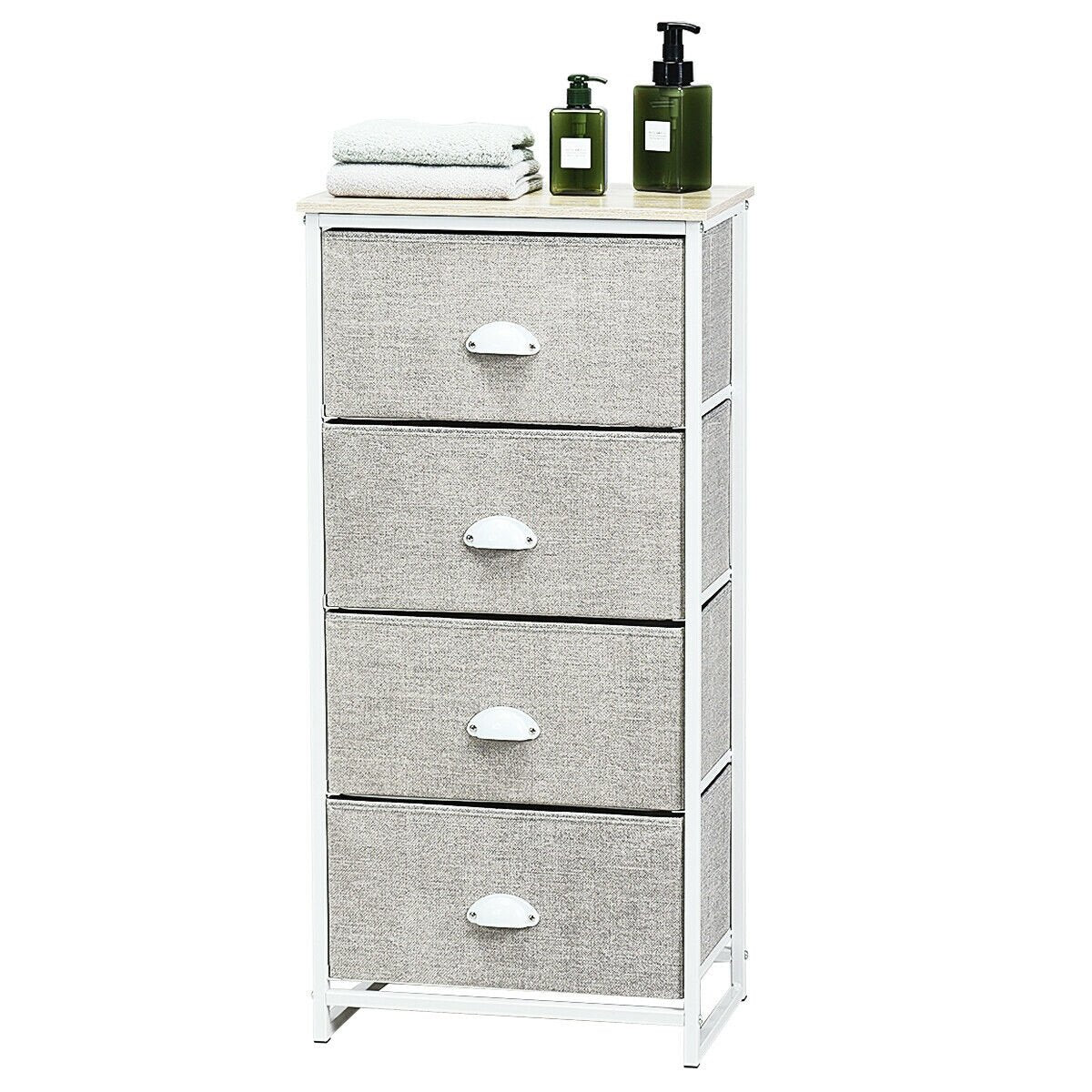 Chest Storage Tower Side Table Display Storage with 4 Drawers, Gray Dressers & Chests   at Gallery Canada