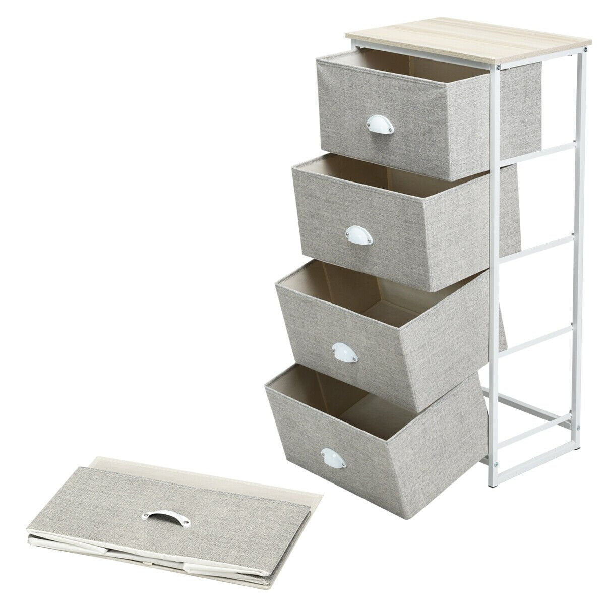 Chest Storage Tower Side Table Display Storage with 4 Drawers, Gray Dressers & Chests   at Gallery Canada