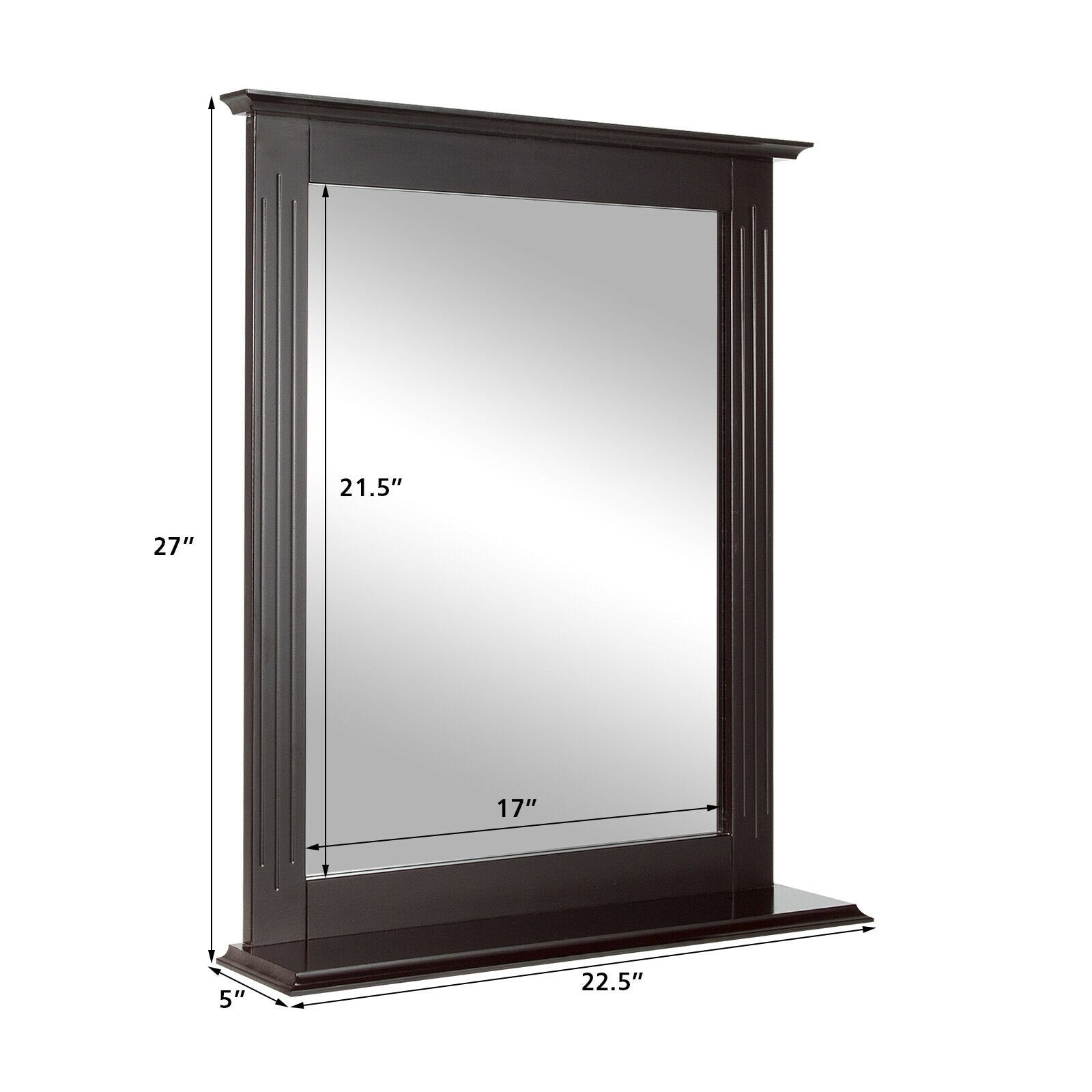 Wall-Mounted Multipurpose Vanity Mirror with Shelf, Brown Wall Mirrors   at Gallery Canada