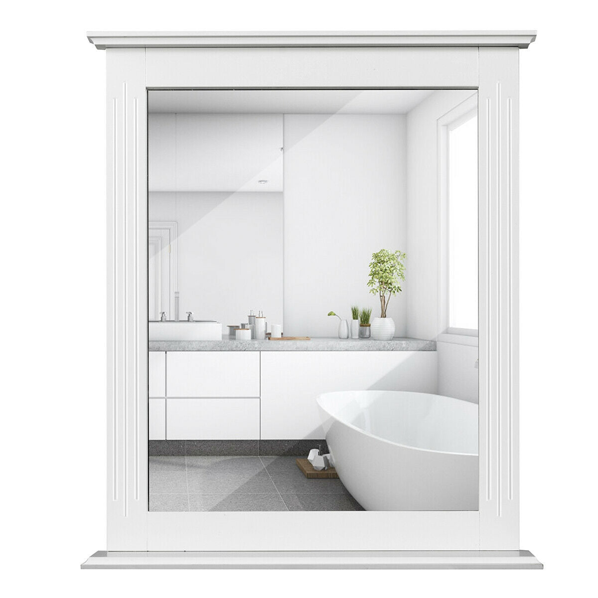 Wall-Mounted Multipurpose Vanity Mirror with Shelf, White Wall Mirrors at Gallery Canada