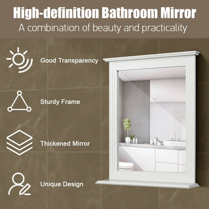 Wall-Mounted Multipurpose Vanity Mirror with Shelf, White Wall Mirrors   at Gallery Canada