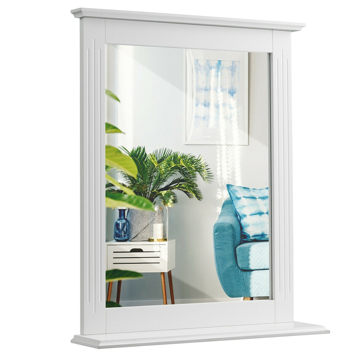 Wall-Mounted Multipurpose Vanity Mirror with Shelf, White Wall Mirrors at Gallery Canada