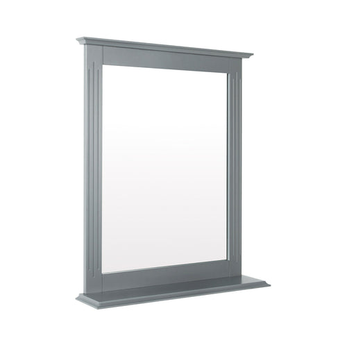 Wall-Mounted Multipurpose Vanity Mirror with Shelf, Gray