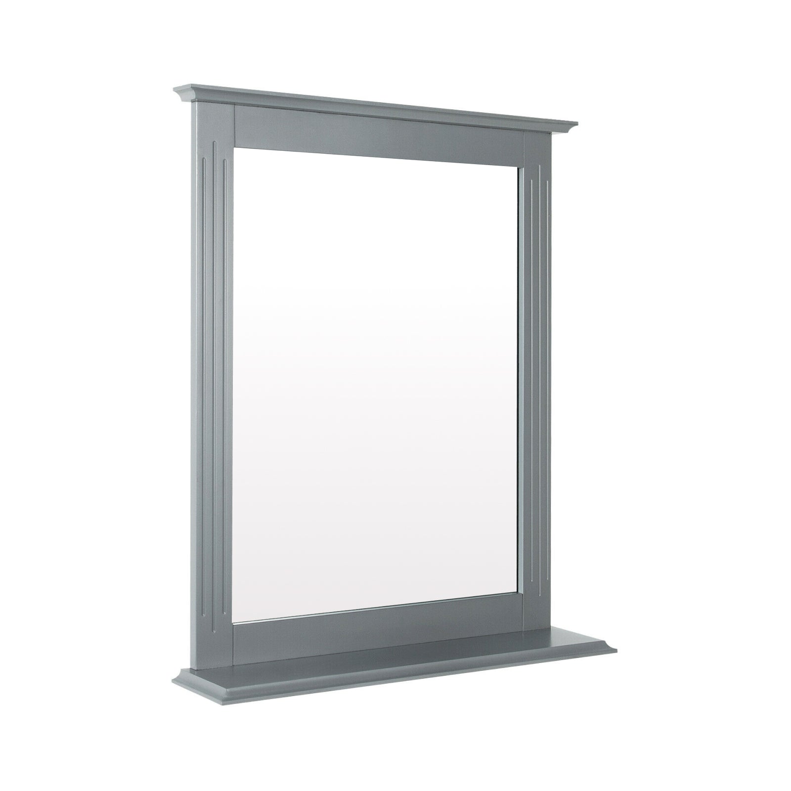 Wall-Mounted Multipurpose Vanity Mirror with Shelf, Gray Wall Mirrors at Gallery Canada