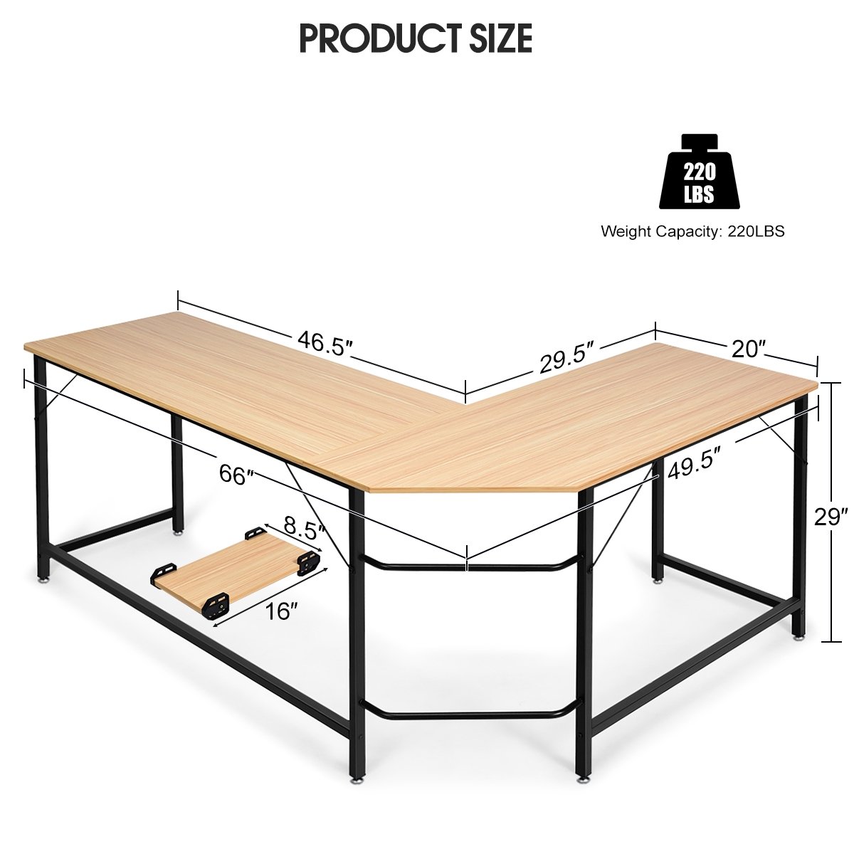 L Shaped Corner Computer Desk Laptop Gaming Table Workstation, Natural L-Shaped Desks   at Gallery Canada