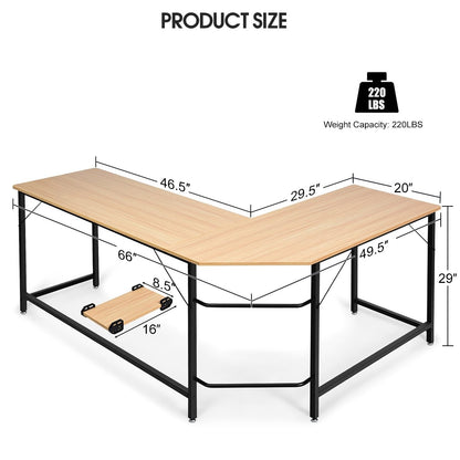 L Shaped Corner Computer Desk Laptop Gaming Table Workstation, Natural L-Shaped Desks   at Gallery Canada