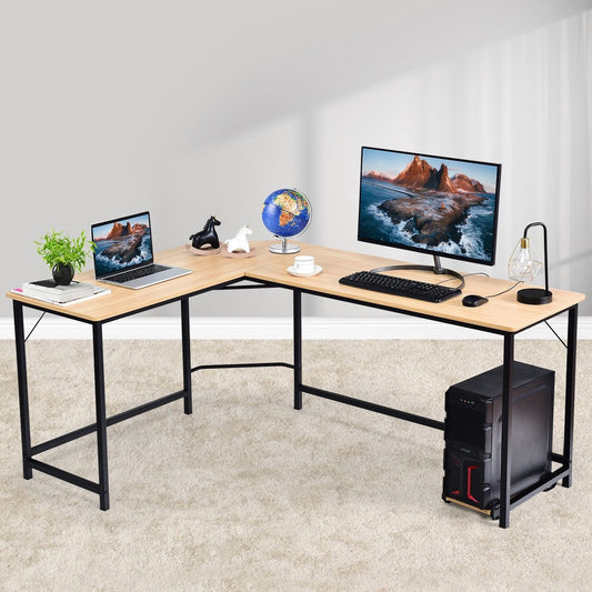 L Shaped Corner Computer Desk Laptop Gaming Table Workstation, Natural L-Shaped Desks   at Gallery Canada