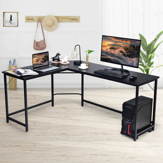 L Shaped Corner Computer Desk Laptop Gaming Table Workstation, Black - Gallery Canada