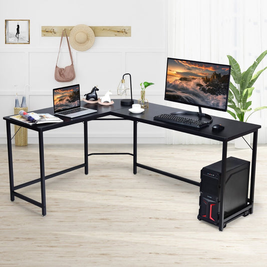 L Shaped Corner Computer Desk Laptop Gaming Table Workstation, Black L-Shaped Desks   at Gallery Canada