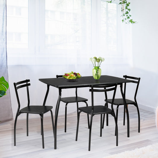 5 Pieces Dining Table Set with 4 Chairs, Black - Gallery Canada