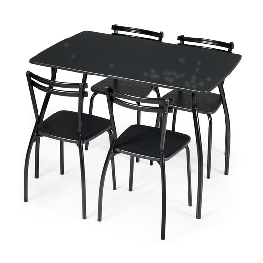 5 Pieces Dining Table Set with 4 Chairs, Black - Gallery Canada