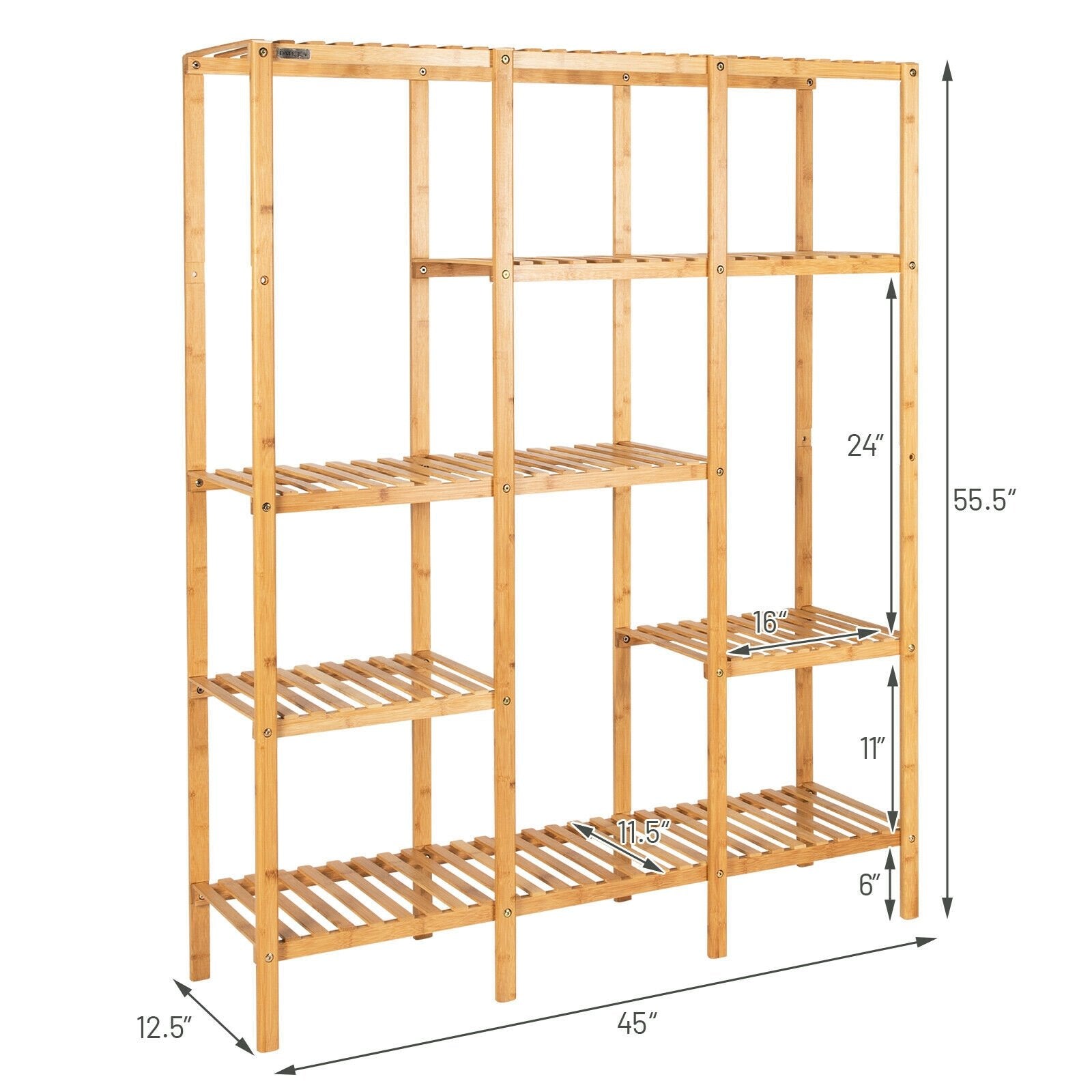 Multifunctional Bamboo Shelf Storage Organizer Rack, Natural Plant Stands   at Gallery Canada