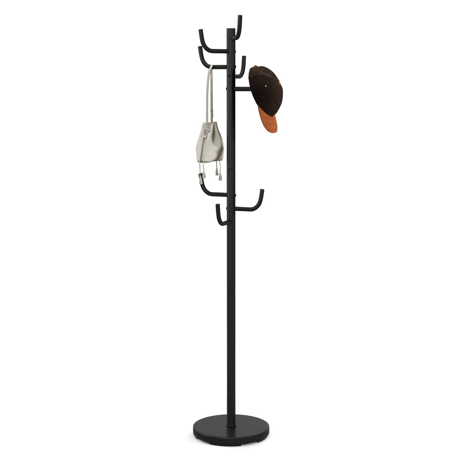 Metal Coat Rack Stand with 8 Sturdy Hooks and Metal Base, Black Coat Racks & Hall Trees   at Gallery Canada