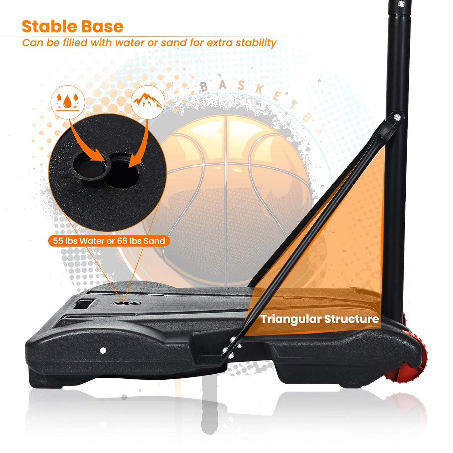 Adjustable Basketball Hoop System Stand with Wheels, Black - Gallery Canada