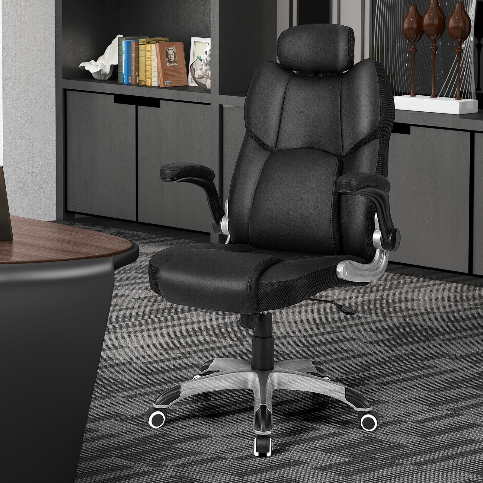 Kneading Massage Office Chair with Adjustable Headrest, Black Executive Chairs   at Gallery Canada