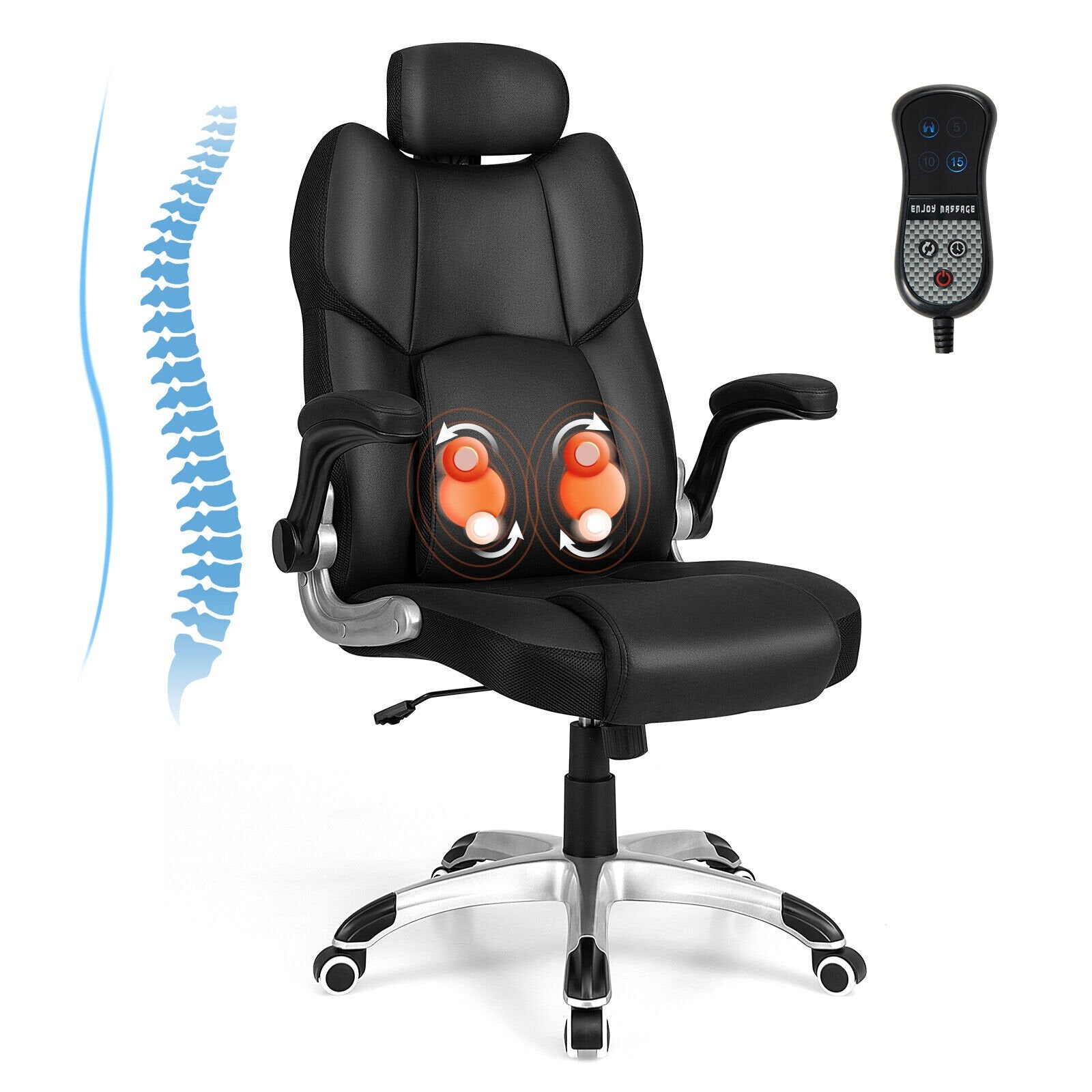 Kneading Massage Office Chair with Adjustable Headrest, Black Executive Chairs   at Gallery Canada