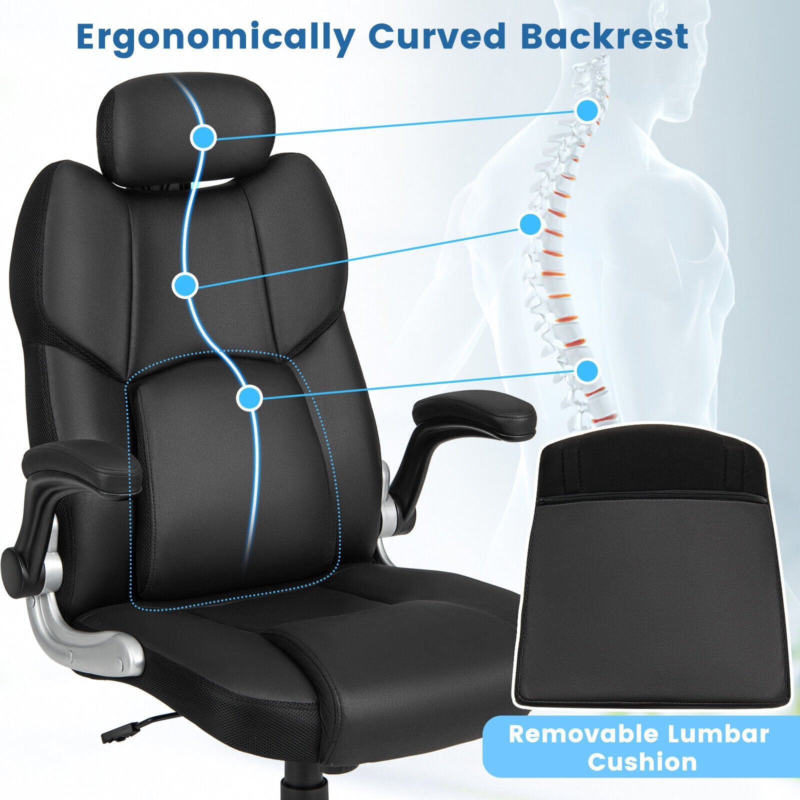 Kneading Massage Office Chair with Adjustable Headrest, Black Executive Chairs   at Gallery Canada