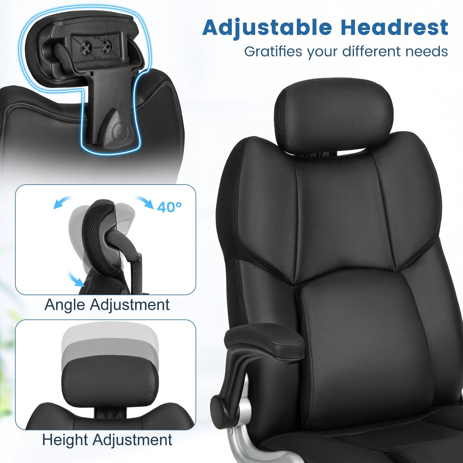 Kneading Massage Office Chair with Adjustable Headrest, Black Executive Chairs   at Gallery Canada