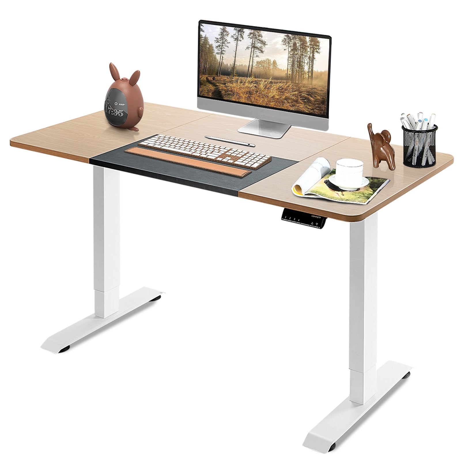 55 x 28 Inch Electric Standing Sit-Stand Height Adjustable Splice Board, Navy & Off White Standing Desks   at Gallery Canada