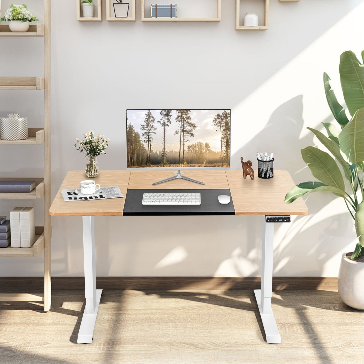 55 x 28 Inch Electric Standing Sit-Stand Height Adjustable Splice Board, Navy & Off White Standing Desks   at Gallery Canada