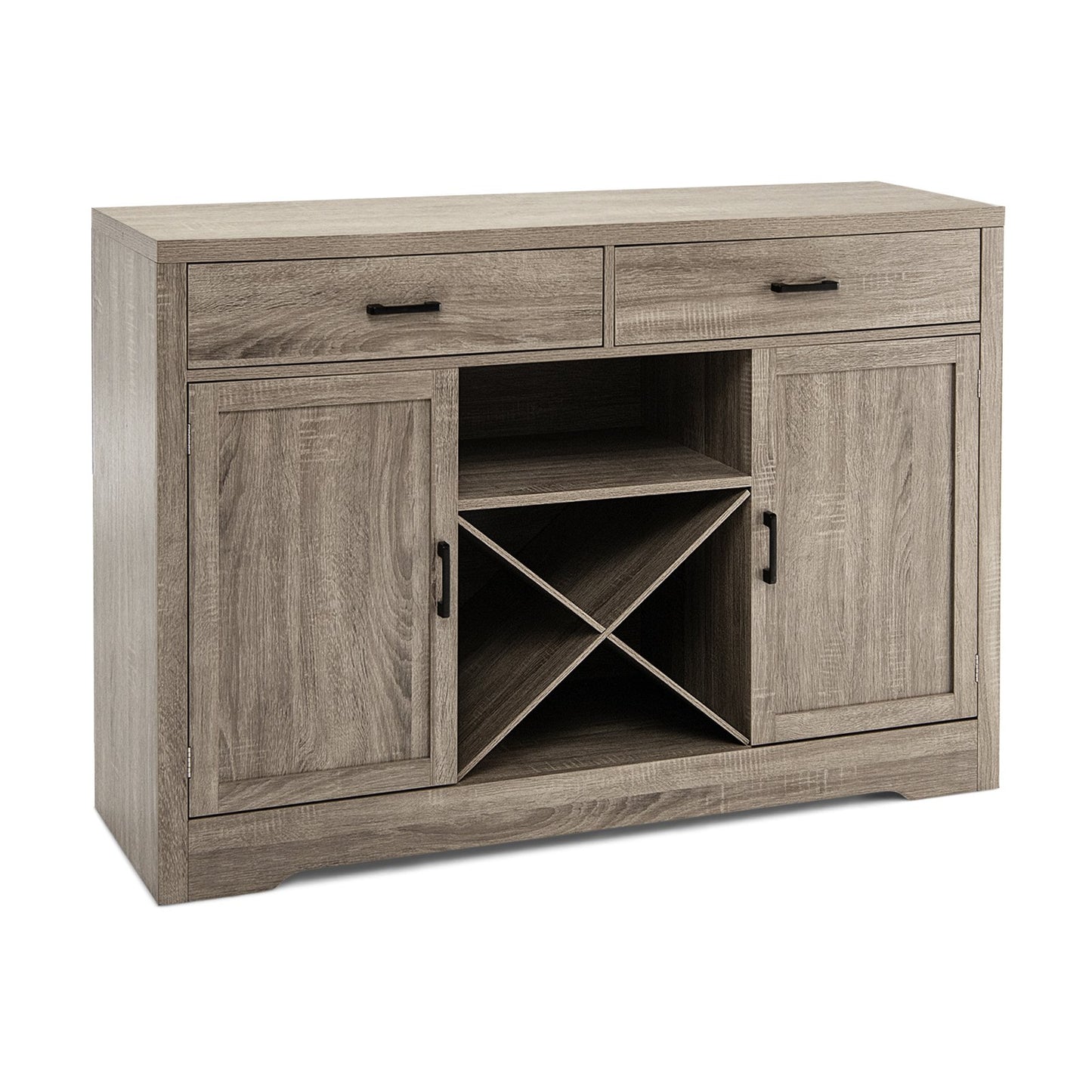 Wooden Buffet Cabinet with 2 Large Storage Drawers and Detachable Wine Rack, Walnut Sideboards Cabinets & Buffets   at Gallery Canada