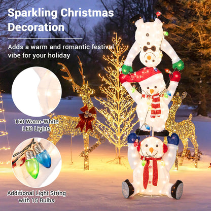 5.6 Feet Lighted Stacked Snowmen Christmas Decoration, Multicolor Christmas Decor & Accessories   at Gallery Canada