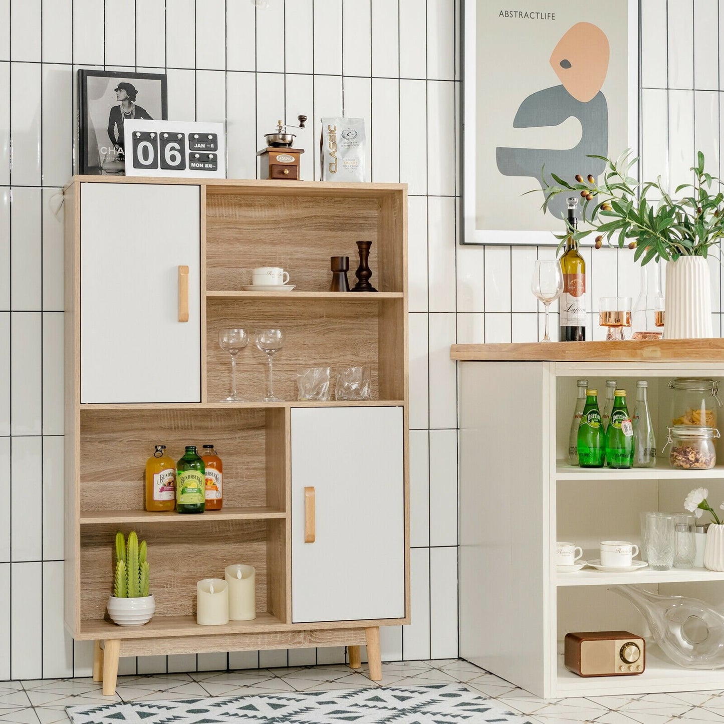 Sideboard Storage Cabinet with Door Shelf, White Cabinets & Chests   at Gallery Canada