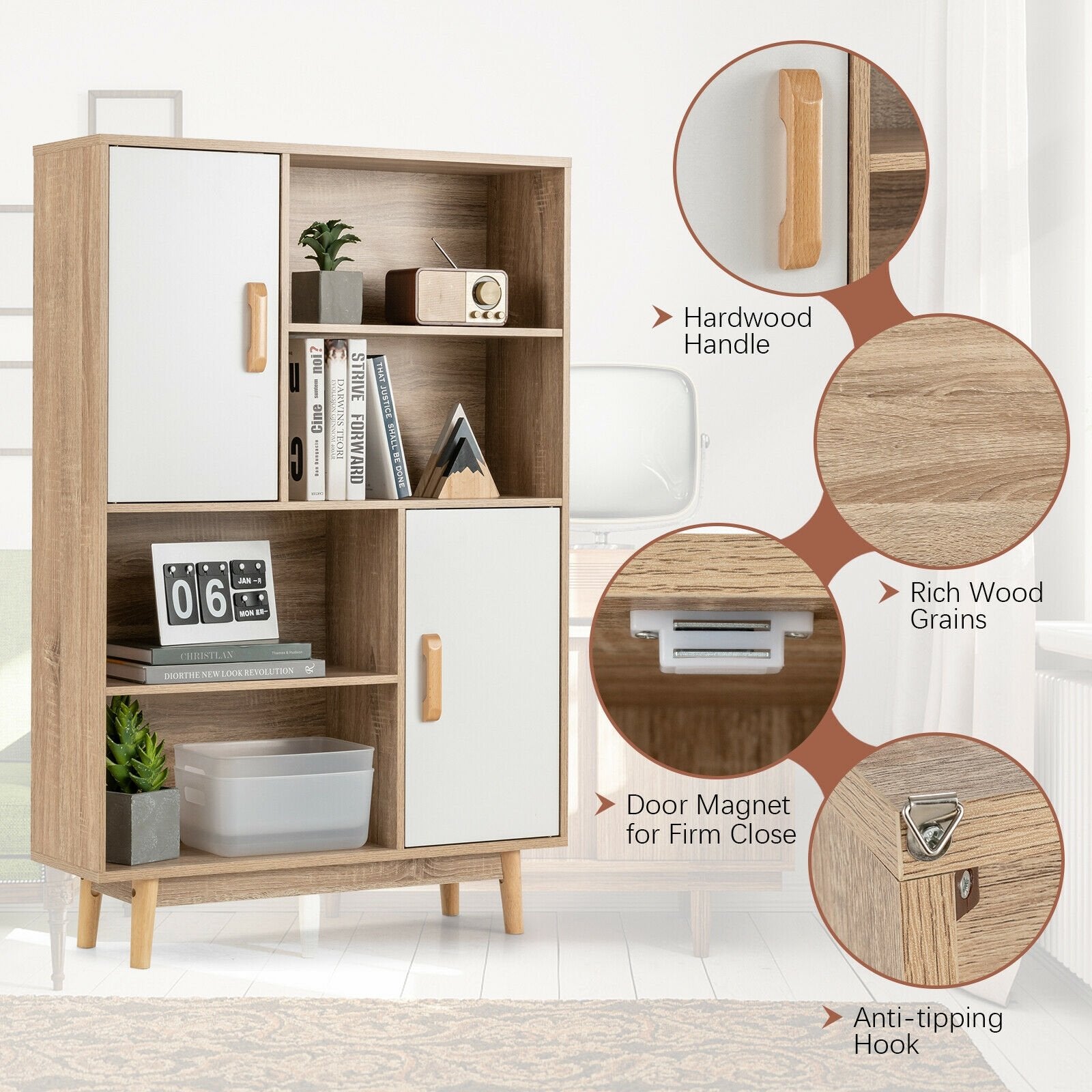 Sideboard Storage Cabinet with Door Shelf, White Cabinets & Chests   at Gallery Canada