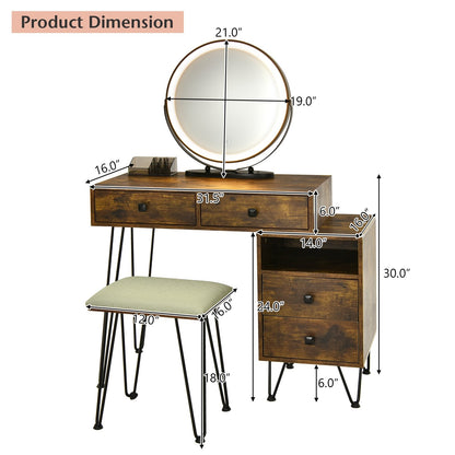 Modern Dressing Table with Storage Cabinet, Rustic Brown Makeup Vanities   at Gallery Canada