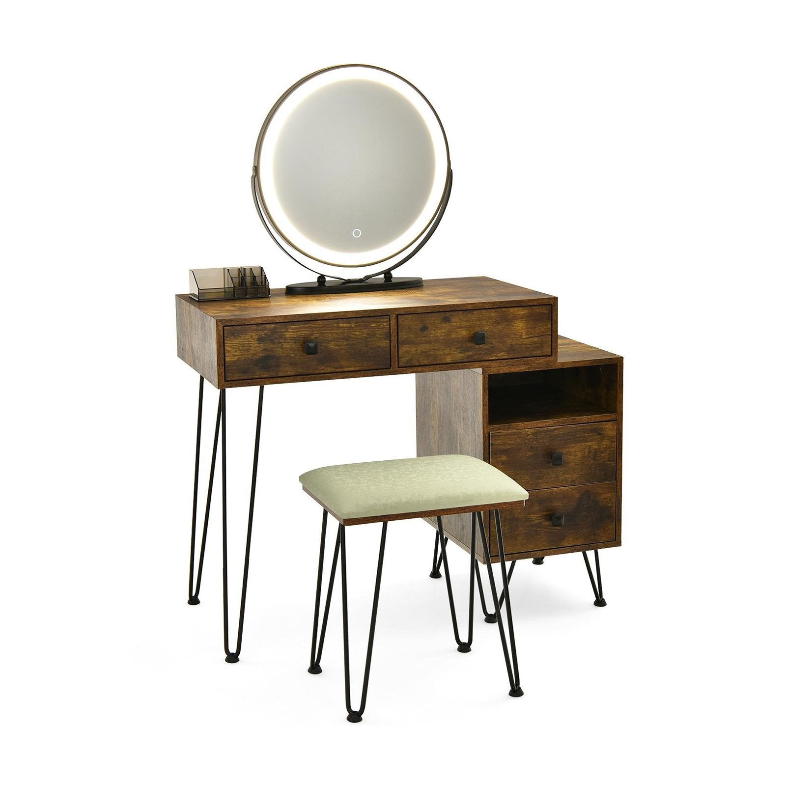 Modern Dressing Table with Storage Cabinet, Rustic Brown Makeup Vanities   at Gallery Canada